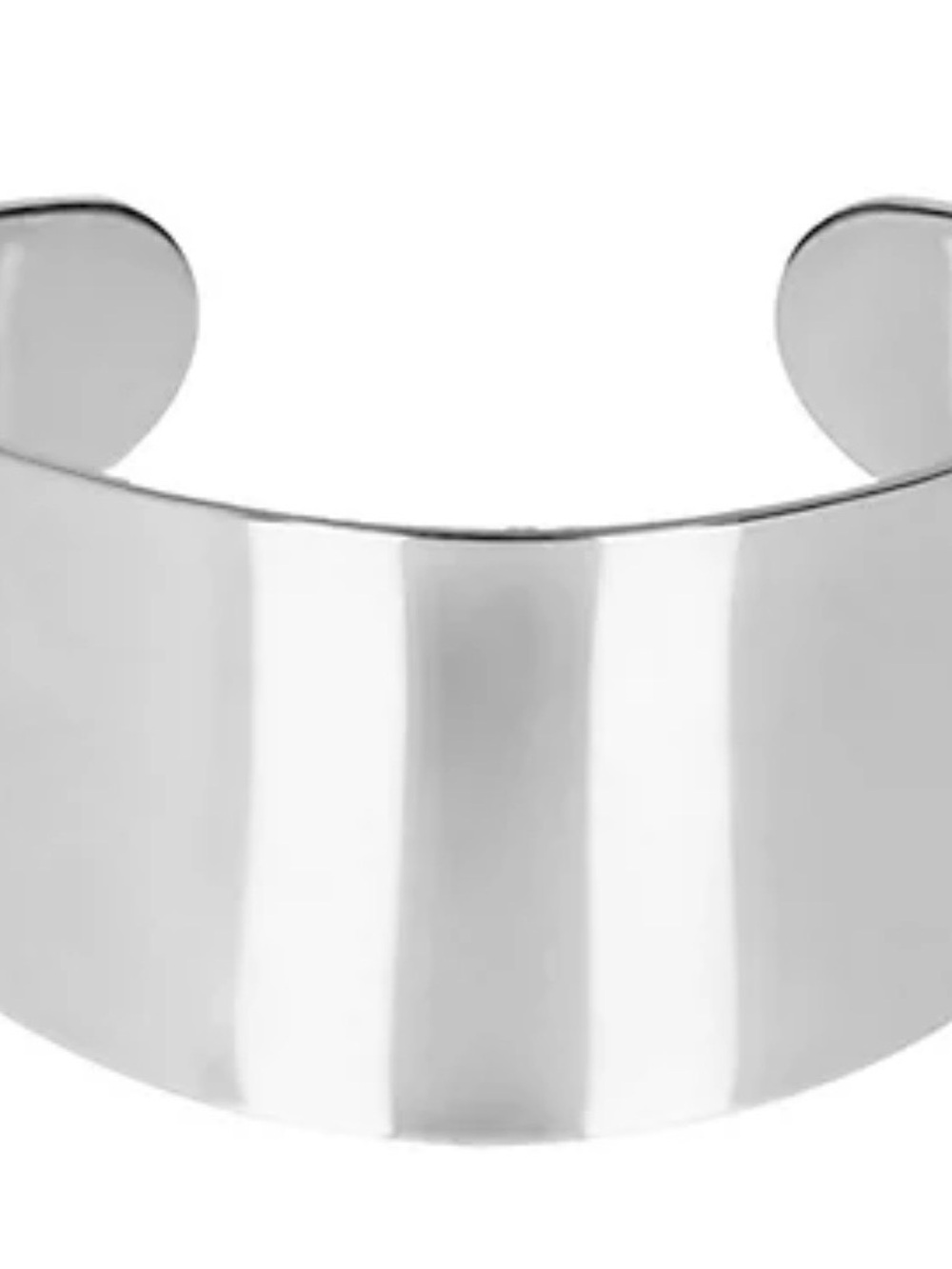 Women’s Silver Cuff Bracelet - Polished Metal Design. STAINLESS STEEL/ITALY.